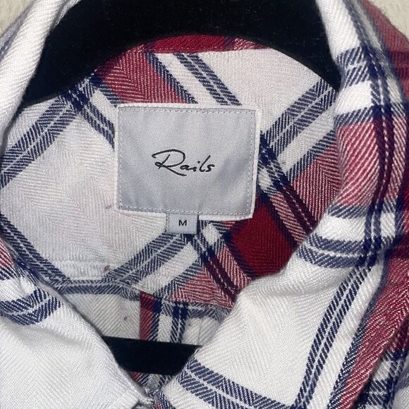 Rails Plaid Long Sleeve Button-Down Shirt white/ maroon - Picture 3 of 7